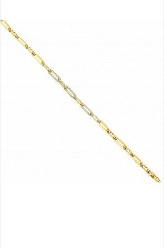 9ct Yellow Gold 0.42ct Diamond Bracelet Paper Chain Made in London