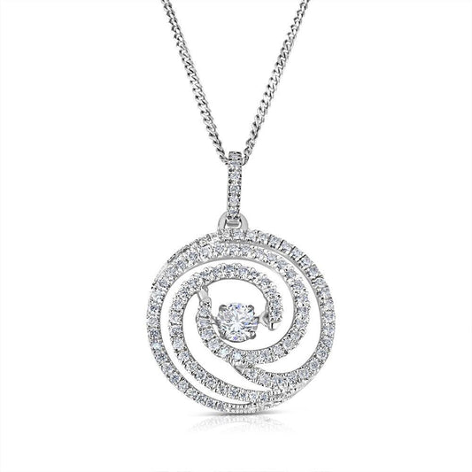 18ct White Gold 0.60ct Dancing Diamond Drop Pendant and 18" Chain