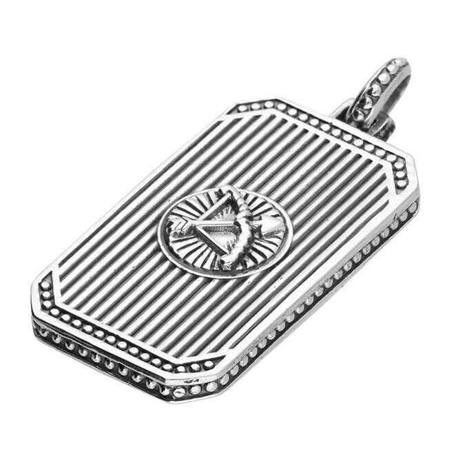 Men's Sagittarius Zodiac Dog Tag Pendant Necklace Gents Sterling Silver Pendant