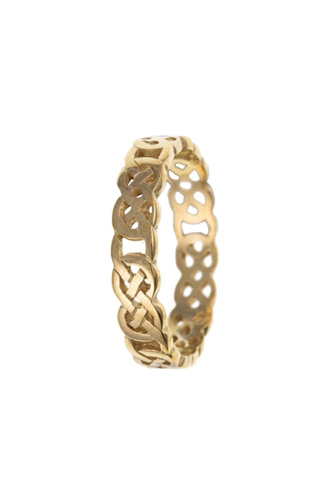 Ladies Celtic Band Ring Solid 9ct Yellow Gold 4mm Band Fully Hallmarked