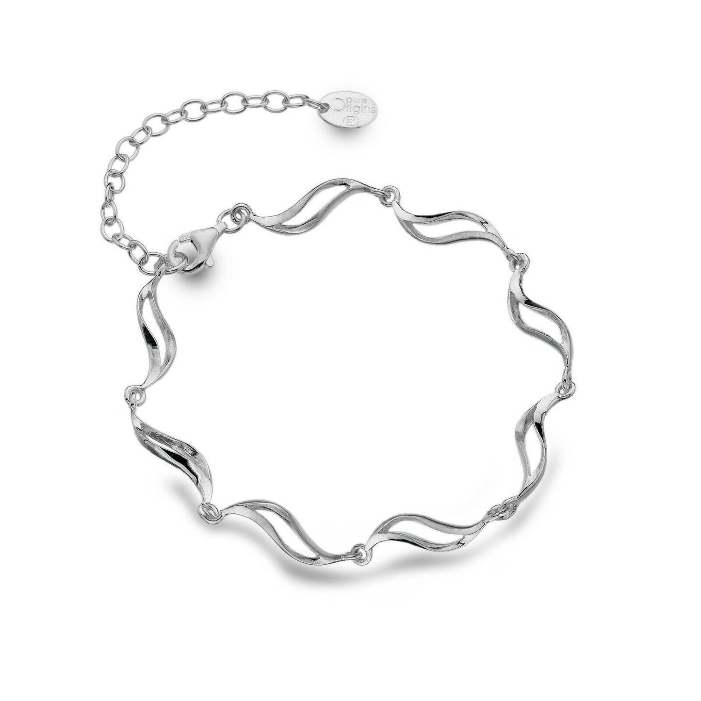 Silver Ocean Waves Bracelet Solid Sterling Silver Hallmarked Luxury Box