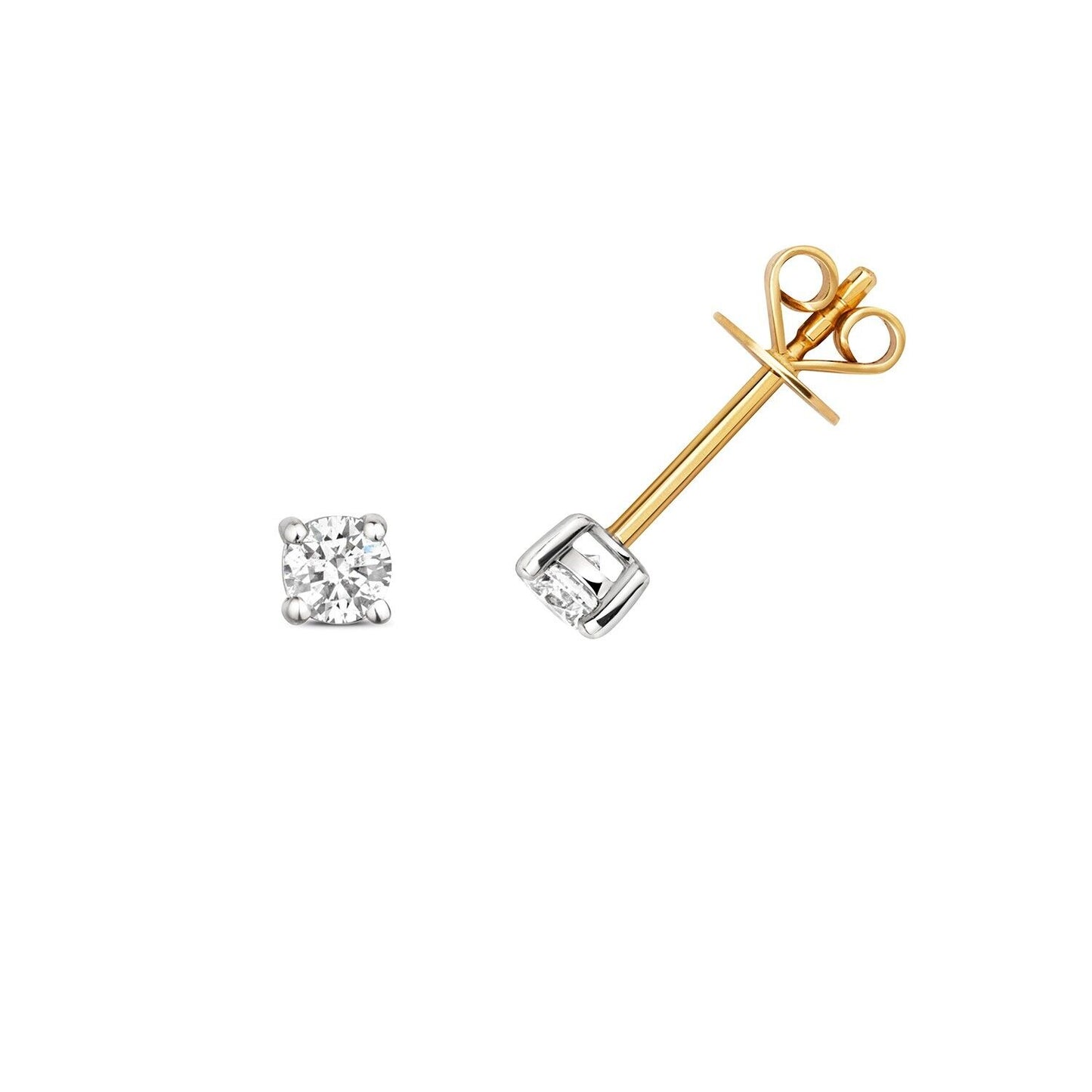 Real Diamond Solitaire Earrings 0.30ctw 9ct Yellow Gold Studs