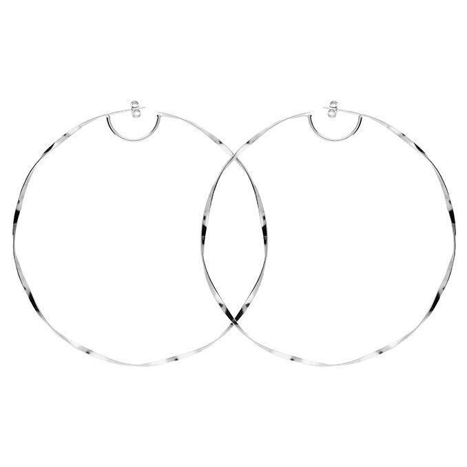 Large Hoop Earrings 80mm Twist with Stud Fitting 925 Sterling Silver