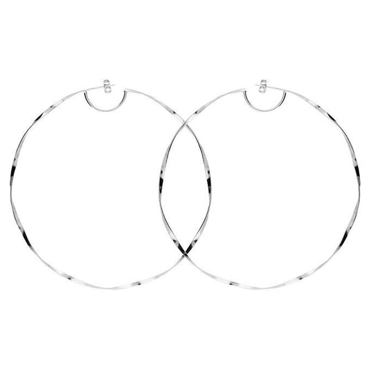 Large Hoop Earrings 80mm Twist with Stud Fitting 925 Sterling Silver
