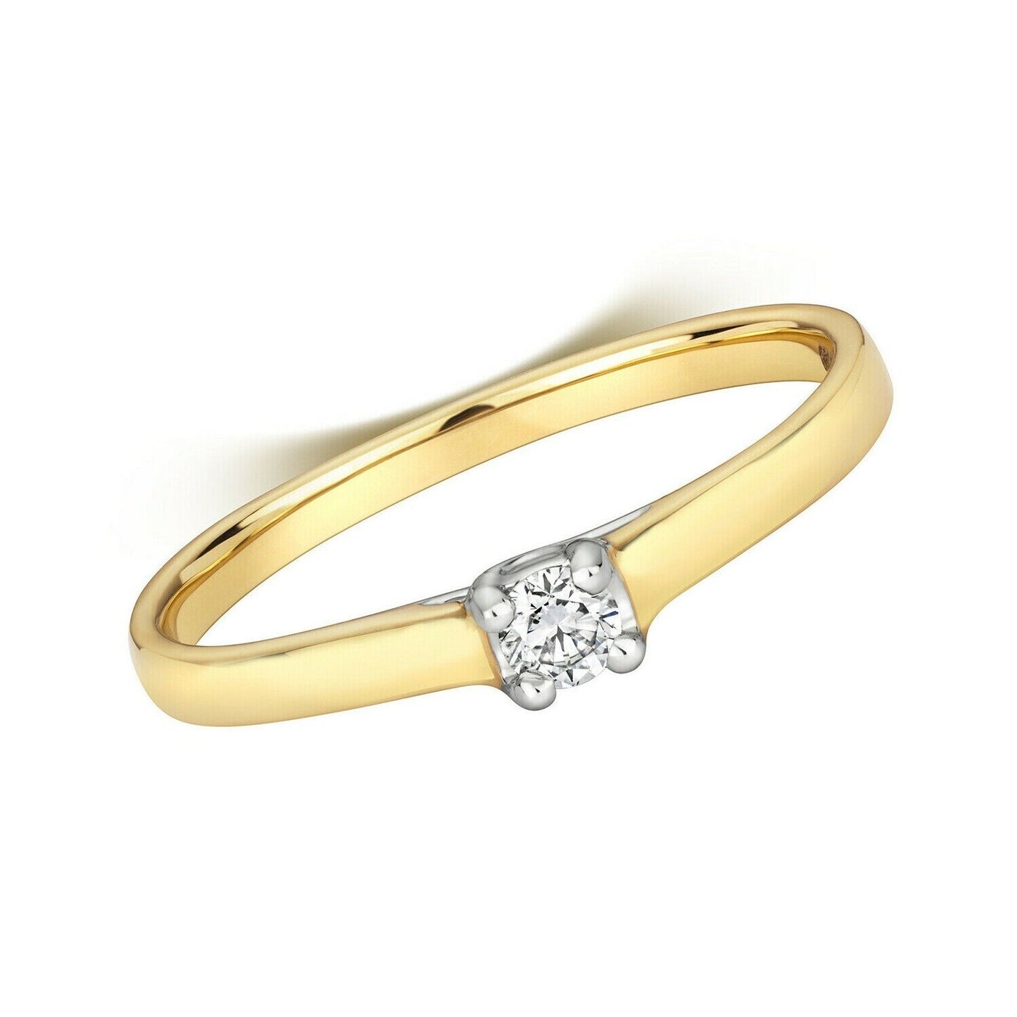 Real Diamond Solitaire Engagement Ring Solid Yellow Gold Size J - Q