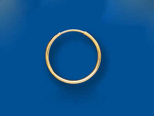 Men's Gold Hoop Earring 14mm Yellow Gold Medium Weight Sleeper