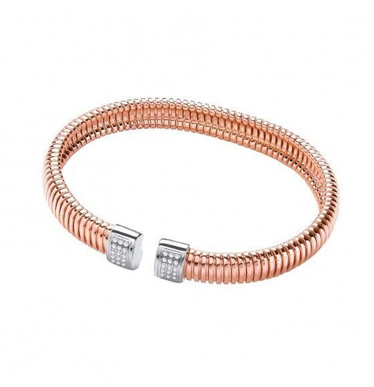 Rose Gold Torque Cuff Bangle on Hallmarked Sterling Silver Luxurious Packaging