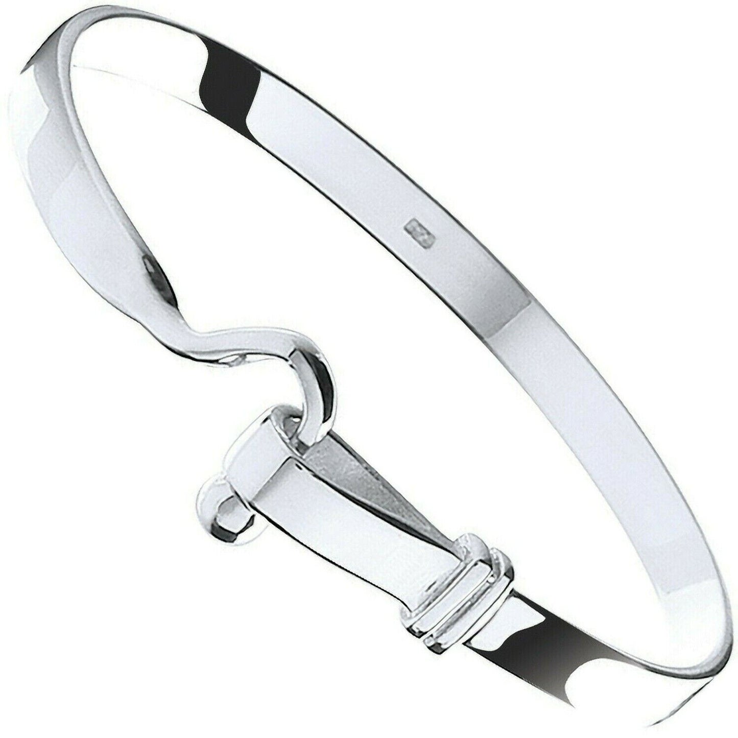 Silver Hook Baby Bangle Hallmarked British Made Boys and Girls Christening Boxed