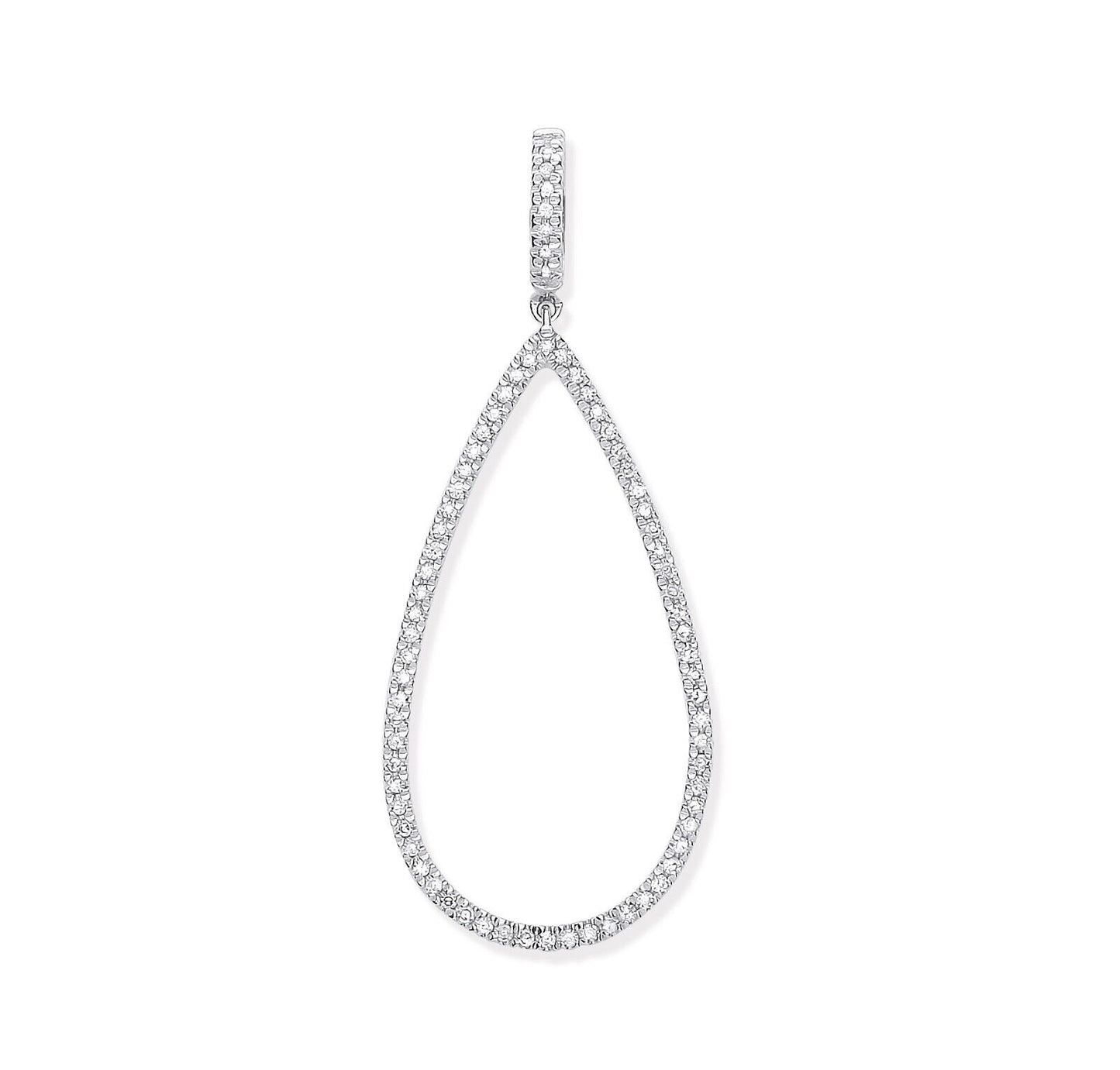 9ct White Gold 0.23ct Pear Shaped Drop Pendant Hallmarked
