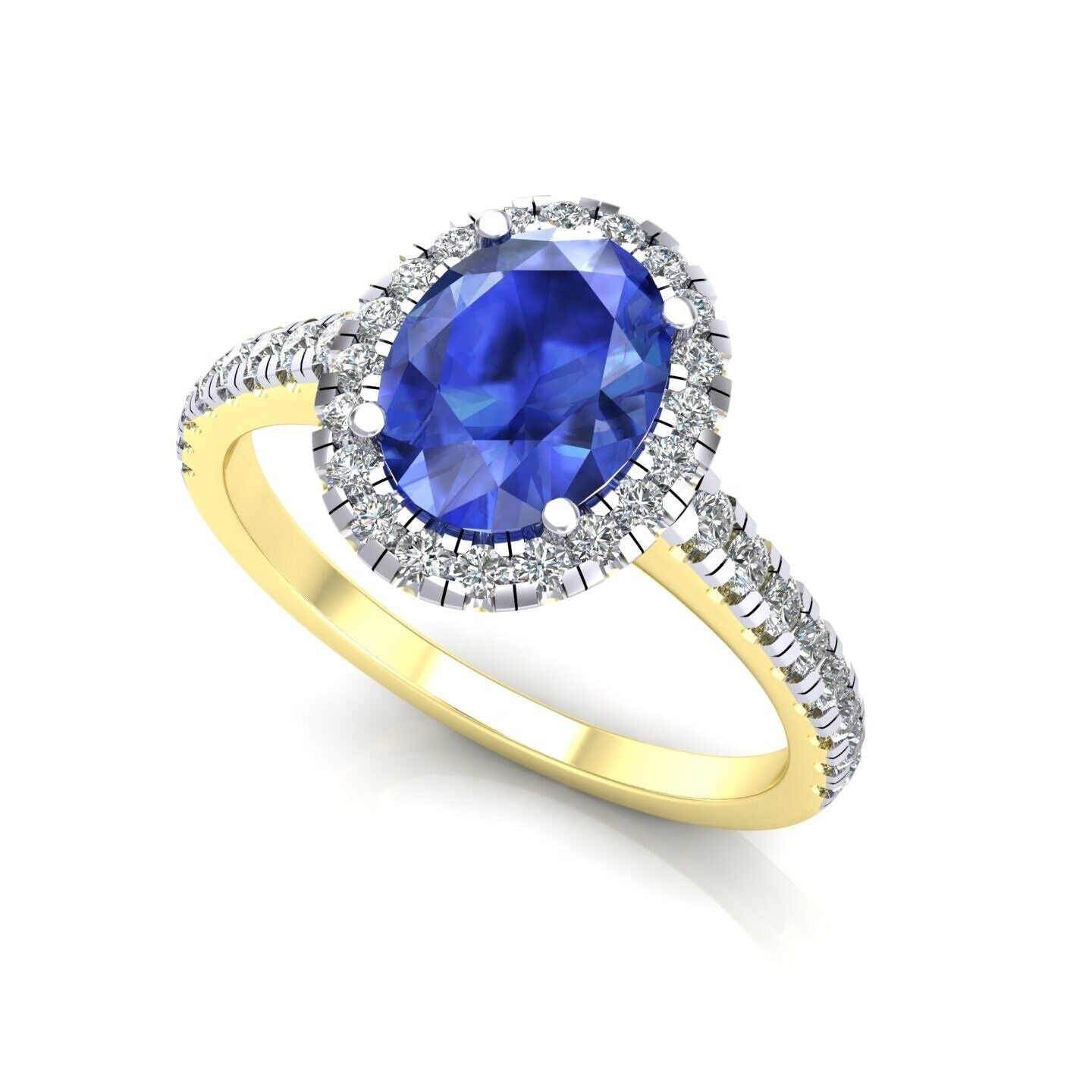 9ct Yellow Gold Sapphire Oval Cluster Ring Engagement Hallmarked Sizes L - R