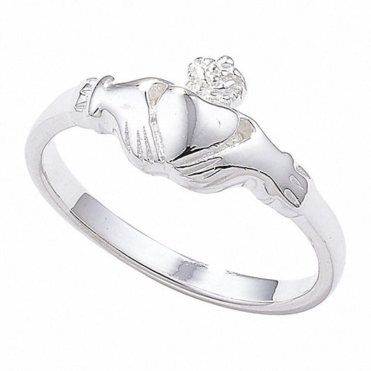 Irish Claddagh Ring Sterling Silver Slim Band Friendship Love 925 hallmarked