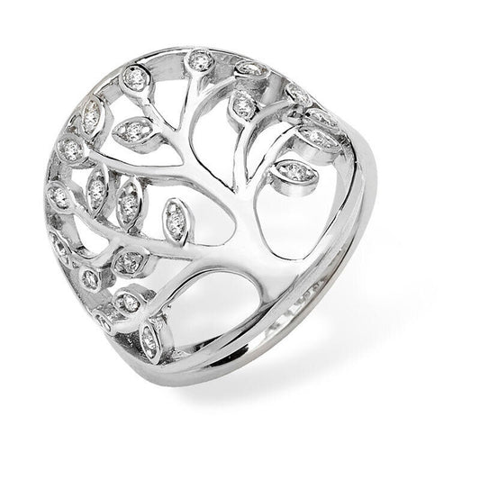 Large Tree of Life Ring Solid Sterling Silver Sparkling Gemstones