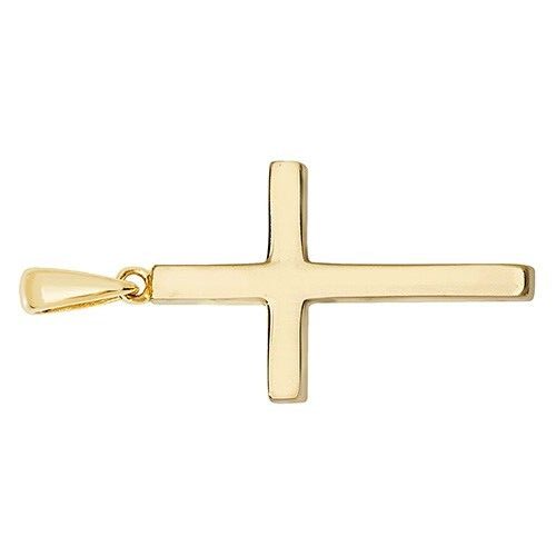 Solid Yellow Gold Cross Pendant 28x18mm Medium Religious Christian Christening