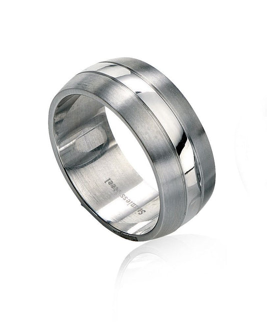 Fred Bennett Two Tone Spinning Band Ring Brushed and Polished R2510