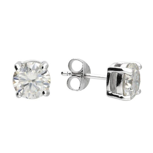 Moissanite Solitaire Stud Earrings 7mm Sterling Silver 925 Hallmark