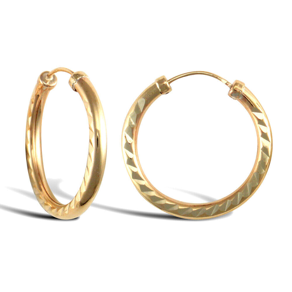 9ct Yellow Gold Hoop Style Earrings British Made Hallmarked 21mm