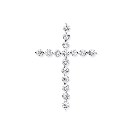 18ct White Gold 0.75ct Diamond Cross Pendant Hallmarked