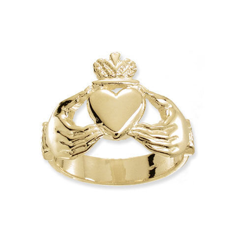 9ct Yellow Gold Gents Claddagh Ring Hallmarked