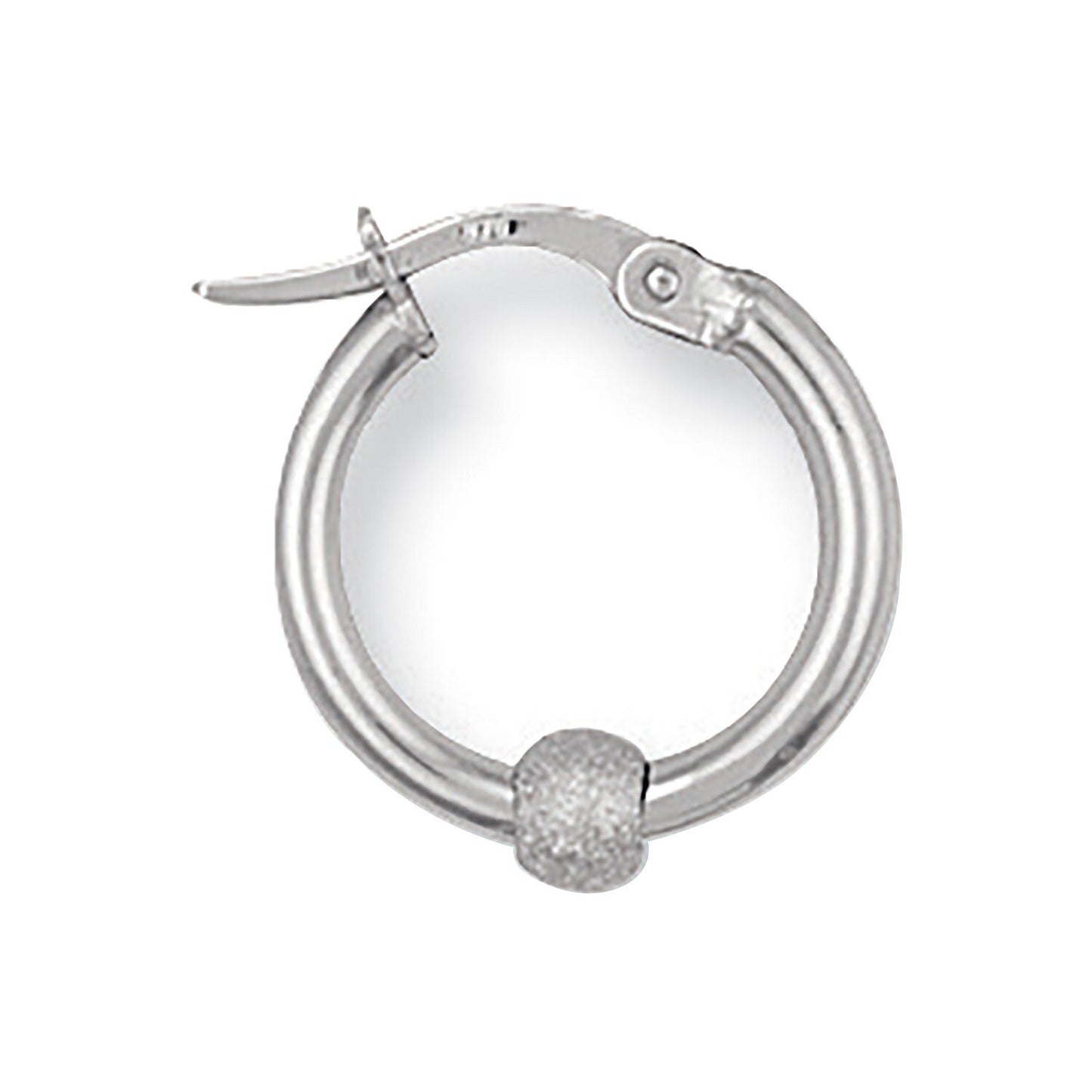 9ct White Gold Hoop Earrings Glitterball Design - 17mm Hallmarked