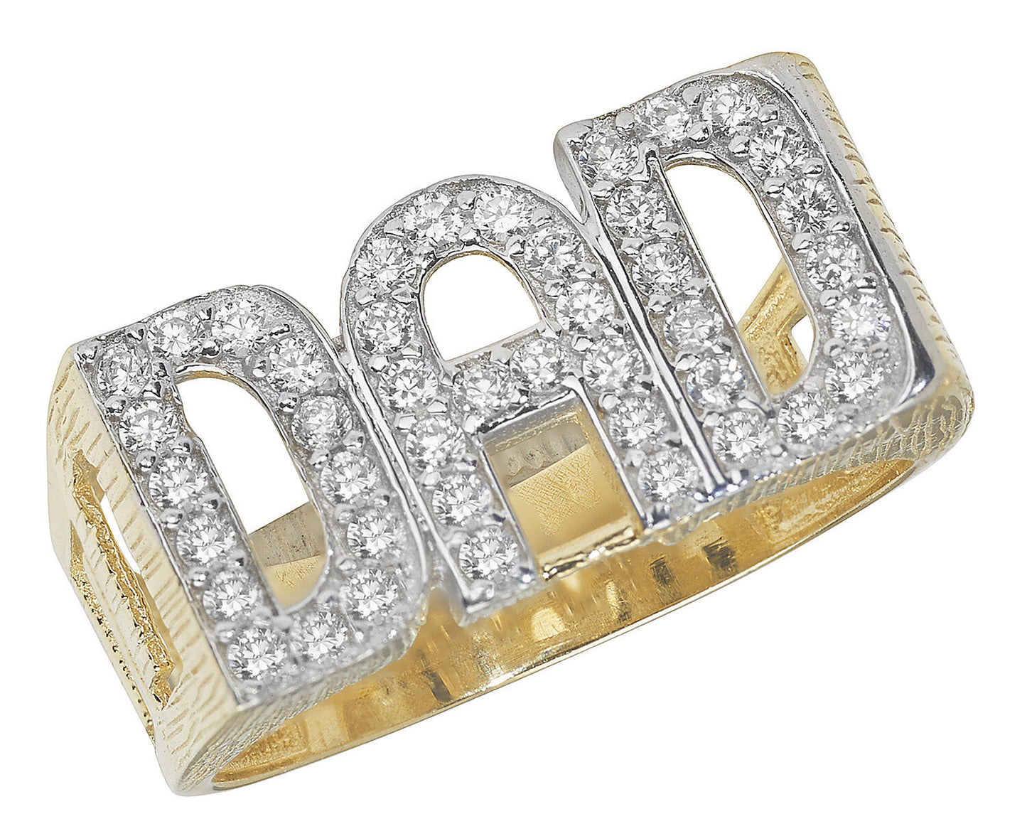 9ct Yellow Gold DAD Ring Gemstone Curb Sides Fully Hallmarked