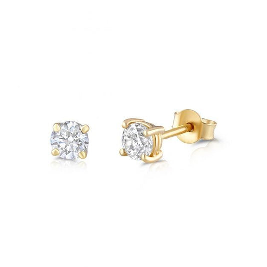 18ct Yellow Gold 0.60ct Claw Set Diamond Stud Earrings Made in London Hallmarked