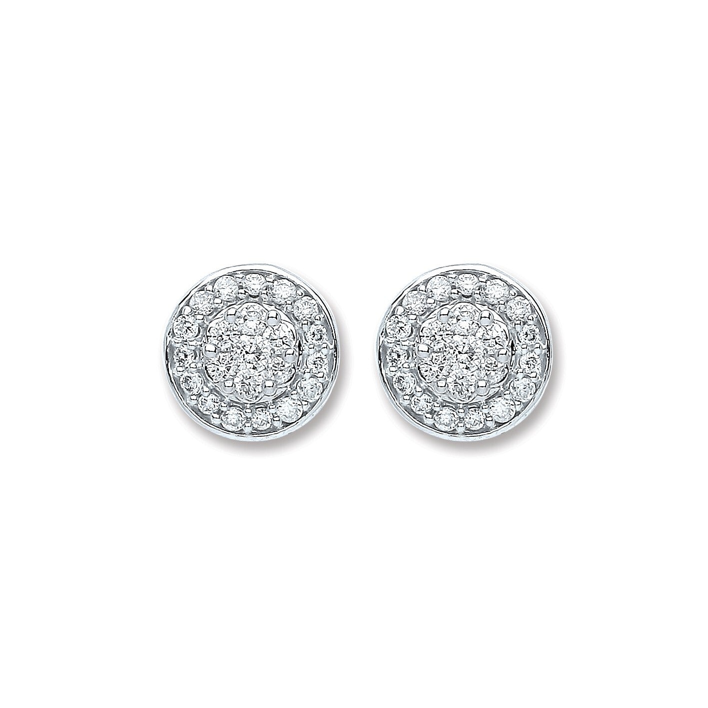 18ct White Gold 0.25ct Diamond Stud Earrings Hallmarked - 7mm