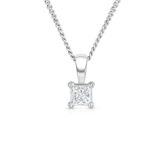18ct White Gold 0.25ct H/VS Princess Cut Diamond Pendant Hallmarked