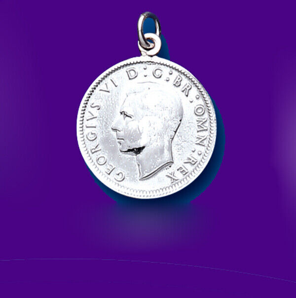 Silver Replica Sixpence Pendant Coin Sterling Silver 925 Hallmark 14 - 30" Chain