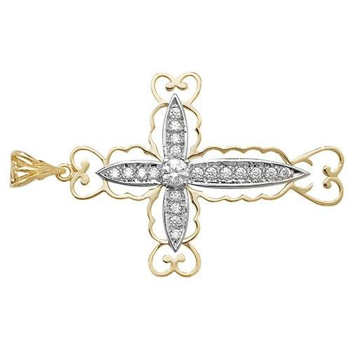 Sparkling 9ct Yellow Gold Cross Pendant Large 53 x 40mm Christianity Christening