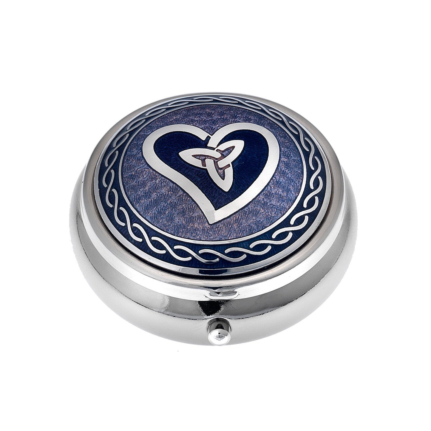Pillbox Silver Plated Celtic Heart Purple Brand New and Boxed