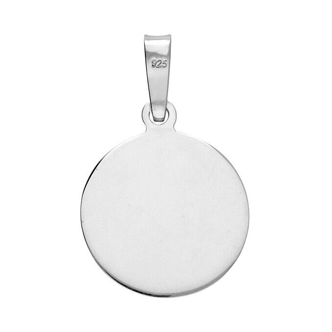 Small Round St Christopher Pendant Necklace 925 Sterling Silver