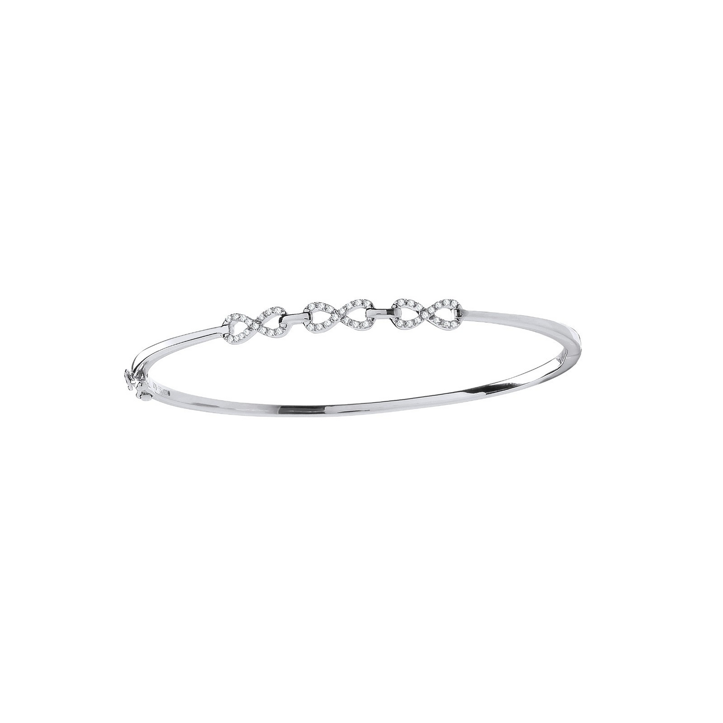9ct White Gold 0.15ctw Infinity Link Diamond Bangle Made in London
