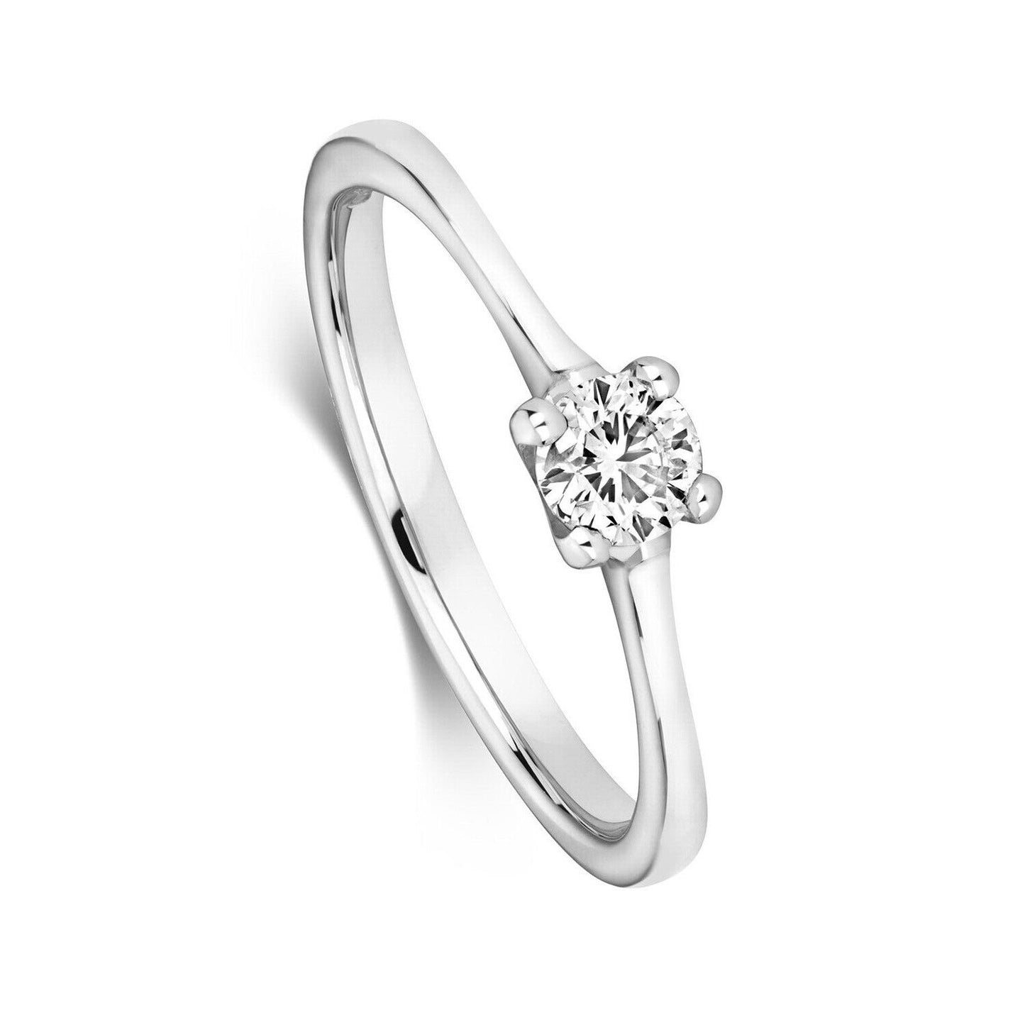Real Diamond Solitaire Ring 9ct White Gold 0.35 Carat Weight Engagement