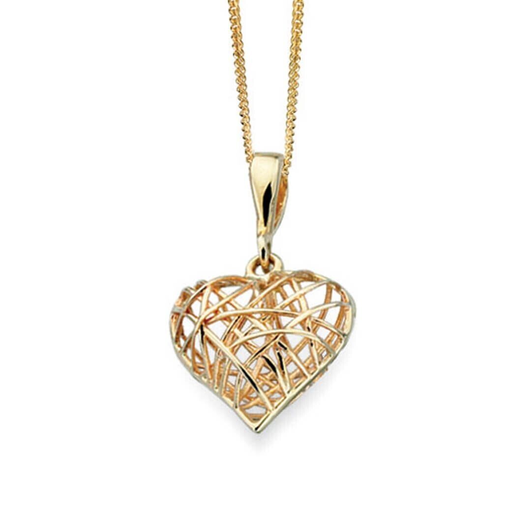 Heart Pendant and Earrings Set 9ct Yellow Gold 16, 18 or 20" Chain Hallmarked