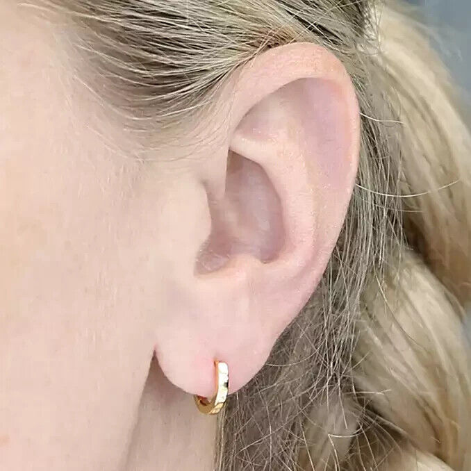 Men's Star Huggie Hoop Earring Single Earring 18ct Yellow Gold on 925 Silver