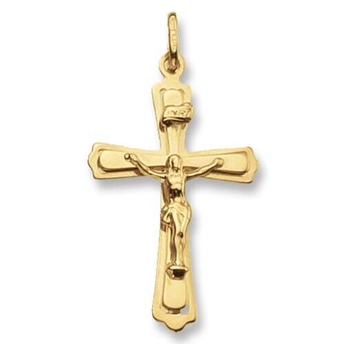 9ct Yellow Gold Crucifix Cross Pendant Medium 38 x 23mm Christening Communion