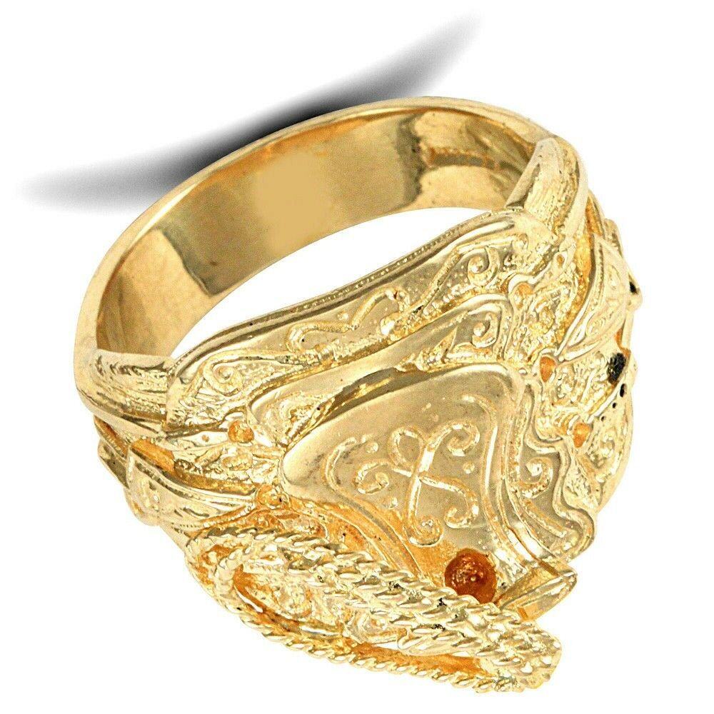 Heavy Gold Saddle Ring Men's Solid 9K Yellow Gold Hallmarked British made