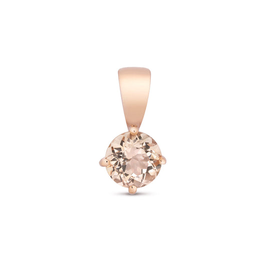 Morganite Round Solitaire Pendant Rose Gold Hallmarked 18" Chain British Made