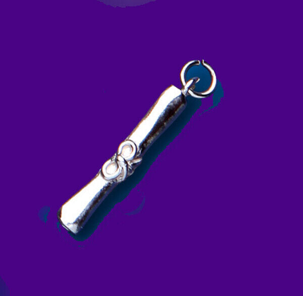 Silver Graduation Scroll Pendant 925 Hallmark 14 - 24 " Chain School University