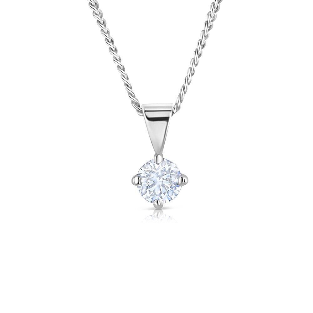 18ct White Gold 0.25ct Claw Set Diamond Solitaire Pendant Hallmarked