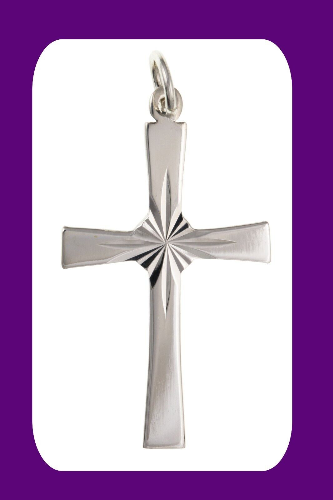 Sterling Silver Sunray Cross Pendant 925 Hallmark 28 x 18mm