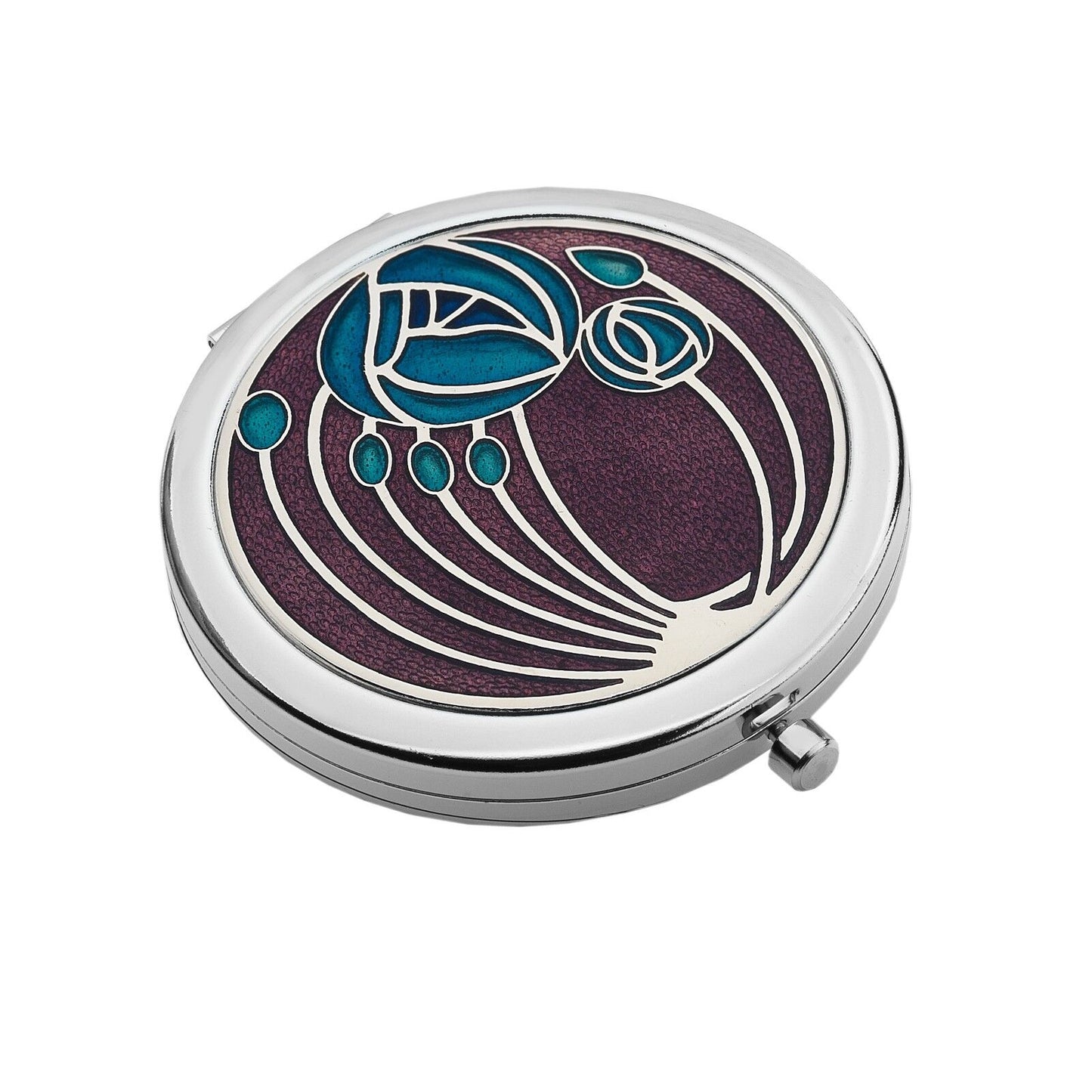 Compact Mirror Silver Plated Mackintosh Roses Handbag Magnifying Travel Cosmetic