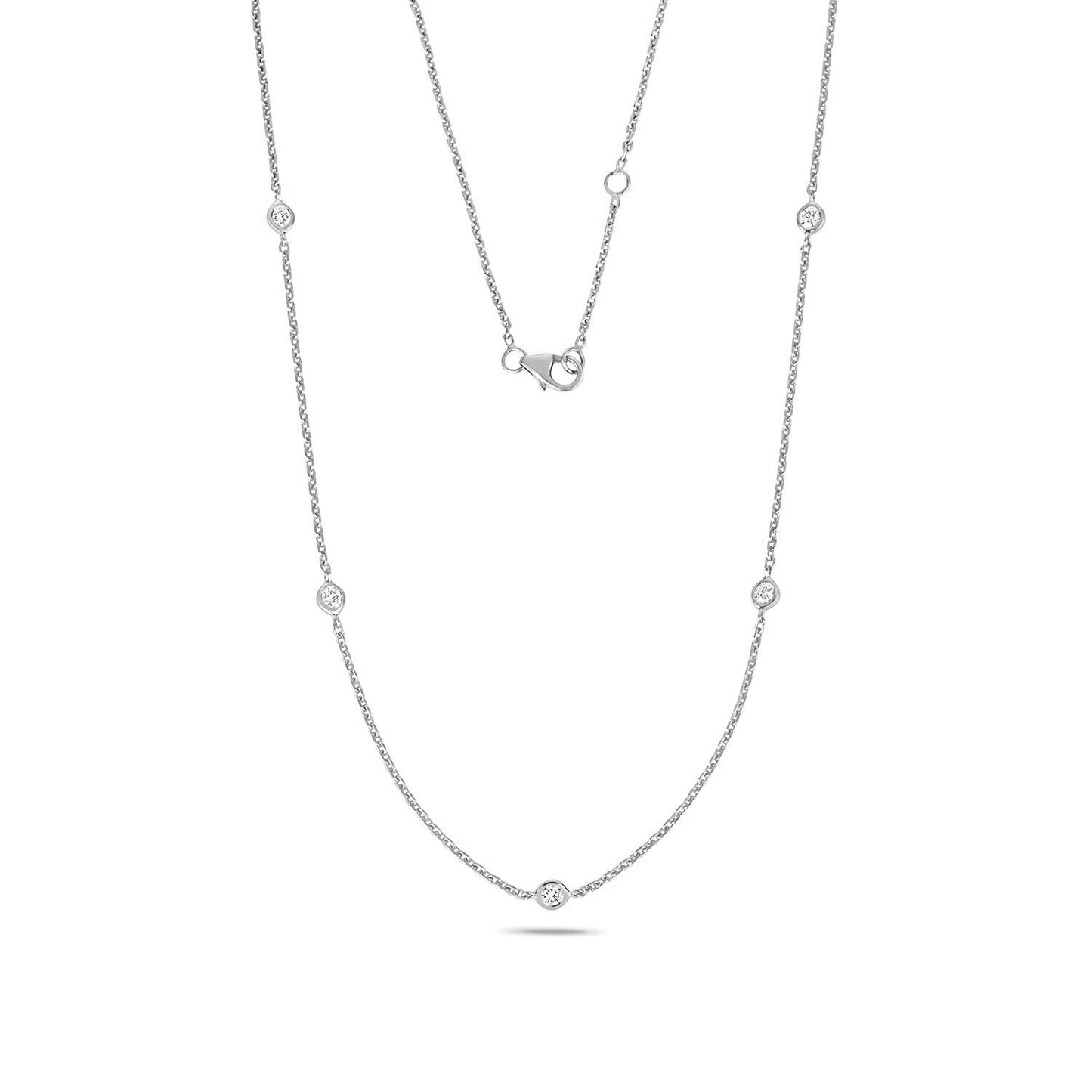 9ct White Gold Diamond Necklace 0.35ctw Real Diamonds Hallmarked 16 - 17"