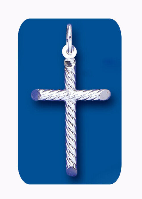 Sterling Silver Rop Effect Cross Pendant 925 hallmark 33 x 20mm