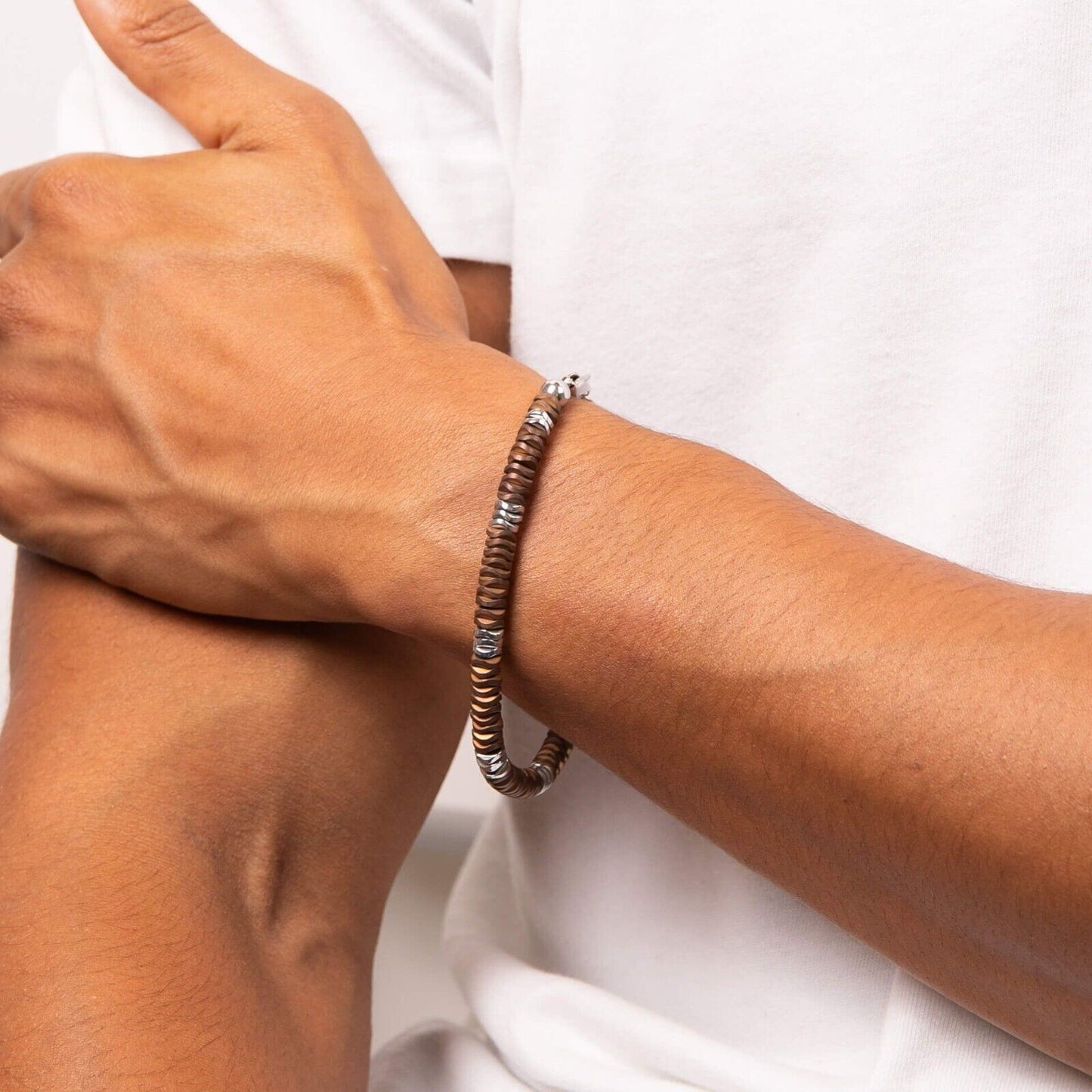 Fred Bennett Stainless Steel Bracelet with Bronze Hematite 21cm B5458
