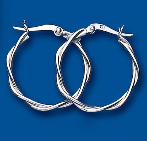 Hoop Earrings Creole Silver Twist Sterling Silver 25mm
