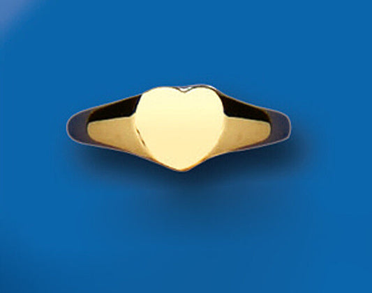 Childs Gold Heart Signet Ring Baby Yellow Gold Hallmarked British Made size A-H