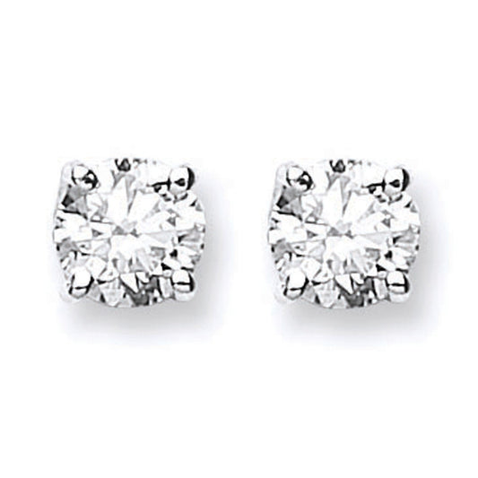 18ct White Gold 1.40ct Claw Set Diamond Stud Earrings Made in London Hallmarked