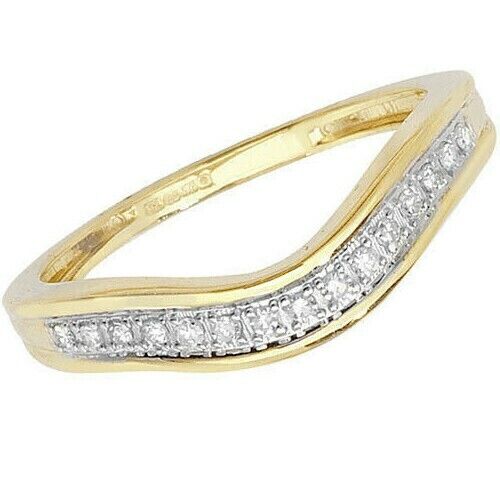 Real Diamond Soft Wishbone Ring Solid Yellow Gold Eternity Anniversary Band