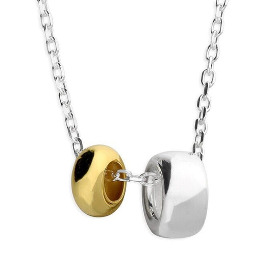Two Tone Large & Small Circle Necklace 925 Sterling Silver 925 hallmark